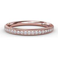 Diamond Wedding Band with Milgrain Details and Round Brilliant Diamonds by Fana - 0.19 Carat Total Diamond Weight