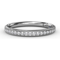 Diamond Wedding Band with Milgrain Edge and Pavé Set Round Diamonds by Fana - 0.19 Carat Total Diamond Weight