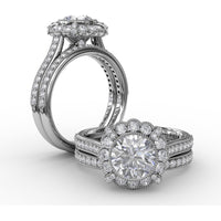 Diamond Wedding Band with Milgrain Edge and Pavé Set Round Diamonds by Fana - 0.19 Carat Total Diamond Weight