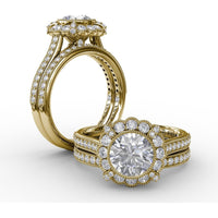 Diamond Wedding Band with Milgrain Edge and Pavé Set Round Diamonds by Fana - 0.19 Carat Total Diamond Weight