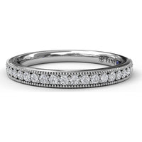 Diamond Wedding Band with Milgrain Edge and Shared-Prong Round Diamonds by Fana - 0.22 Carat Total Diamond Weight