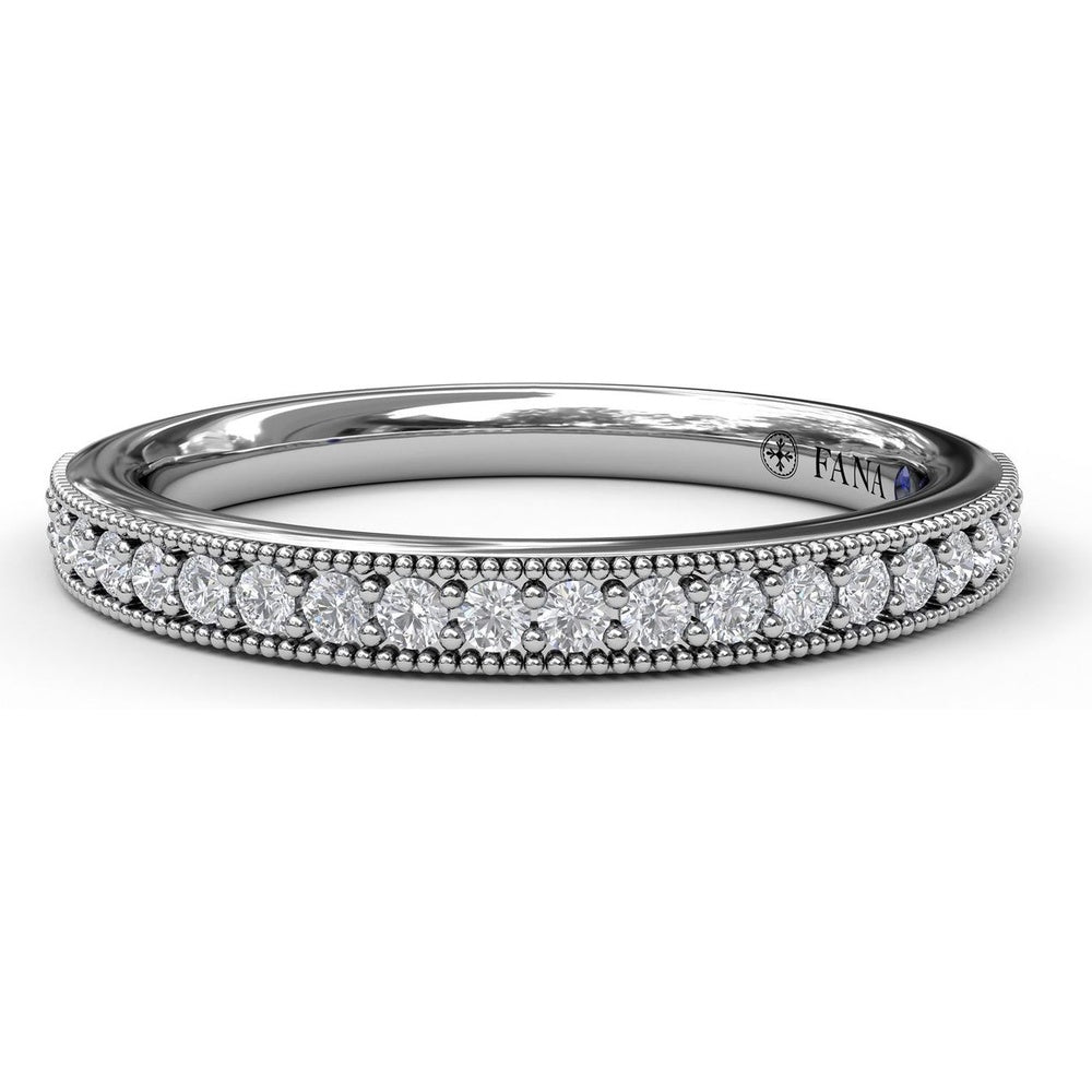 Diamond Wedding Band with Milgrain Edge and Shared-Prong Round Diamonds by Fana - 0.22 Carat Total Diamond Weight