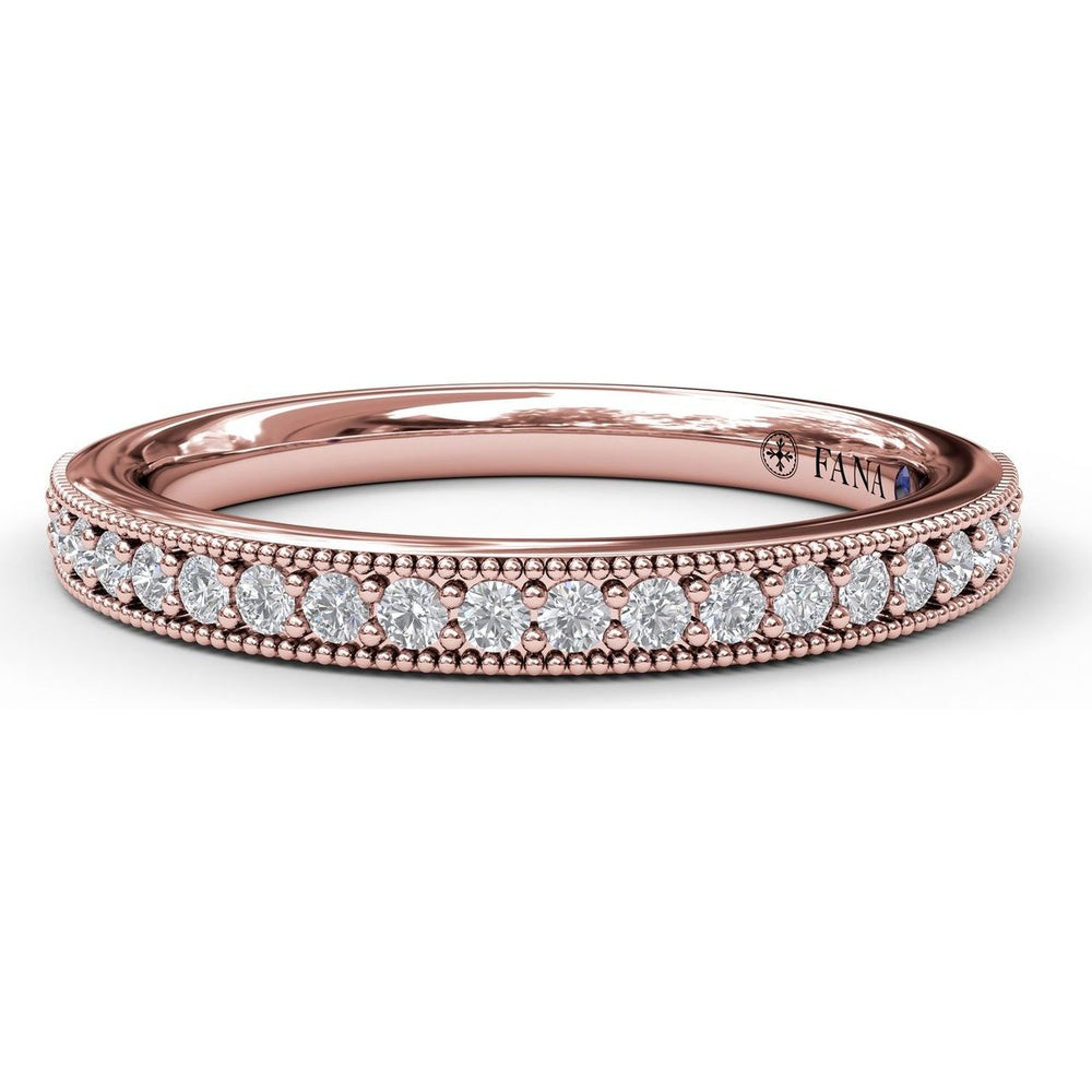 Diamond Wedding Band with Milgrain Edge and Shared-Prong Round Diamonds by Fana - 0.22 Carat Total Diamond Weight