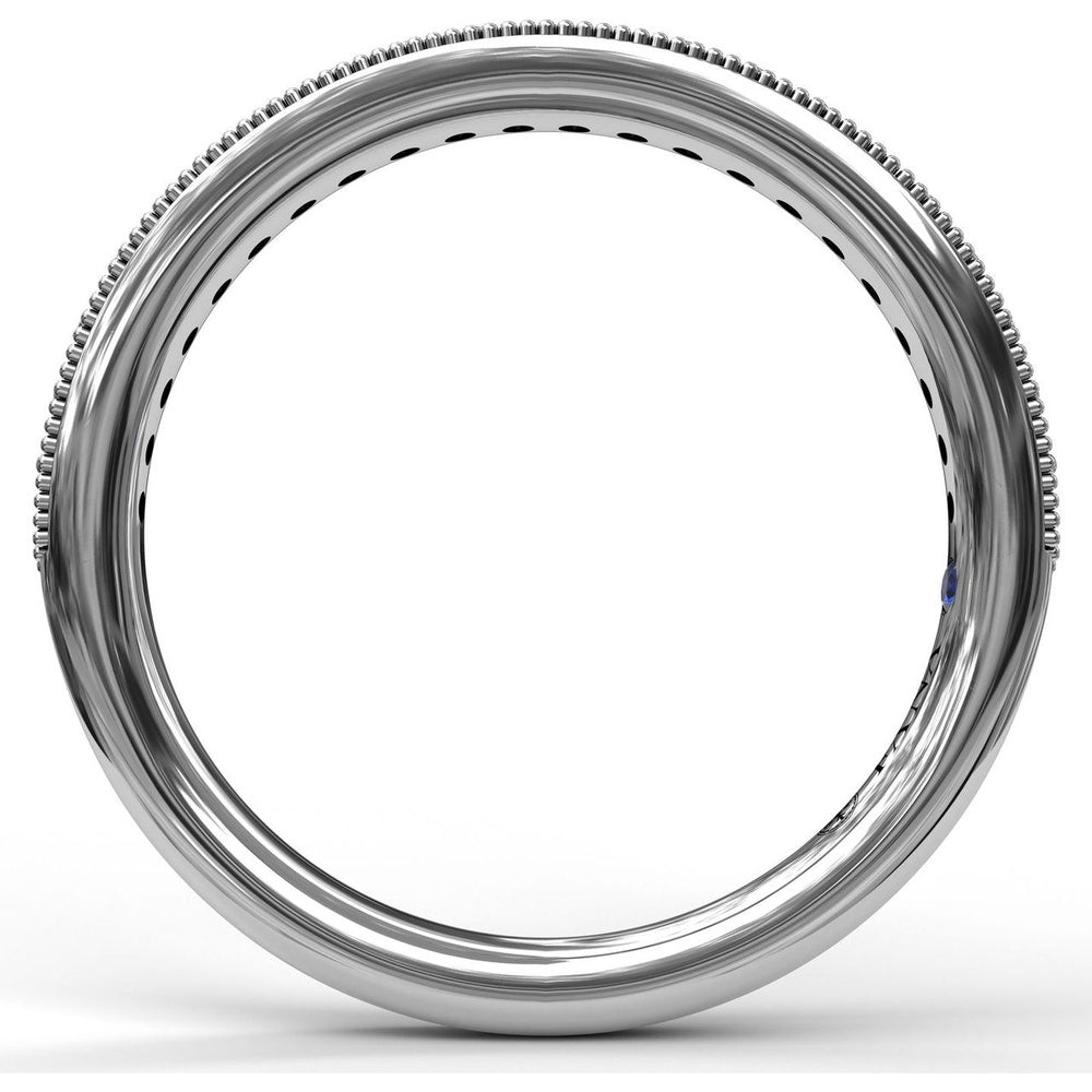 Diamond Wedding Band with Milgrain Edge and Shared-Prong Round Diamonds by Fana - 0.22 Carat Total Diamond Weight