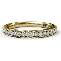 Diamond Wedding Band with Milgrain Edge and Shared-Prong Round Diamonds by Fana - 0.22 Carat Total Diamond Weight