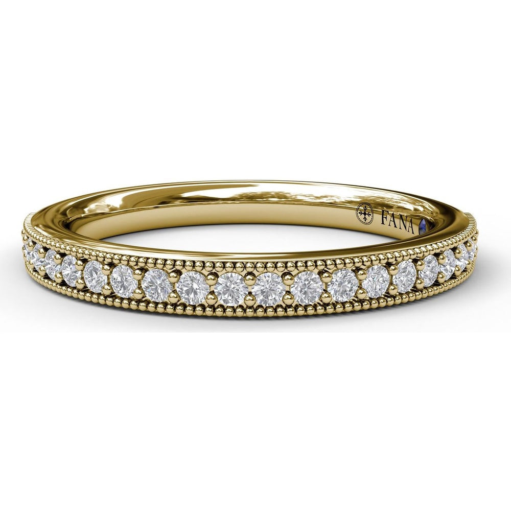 Diamond Wedding Band with Milgrain Edge and Shared-Prong Round Diamonds by Fana - 0.22 Carat Total Diamond Weight