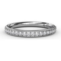 Diamond Wedding Band with Milgrain Edges and Pavé Set Round Diamonds by Fana - 0.21 Carat Total Diamond Weight