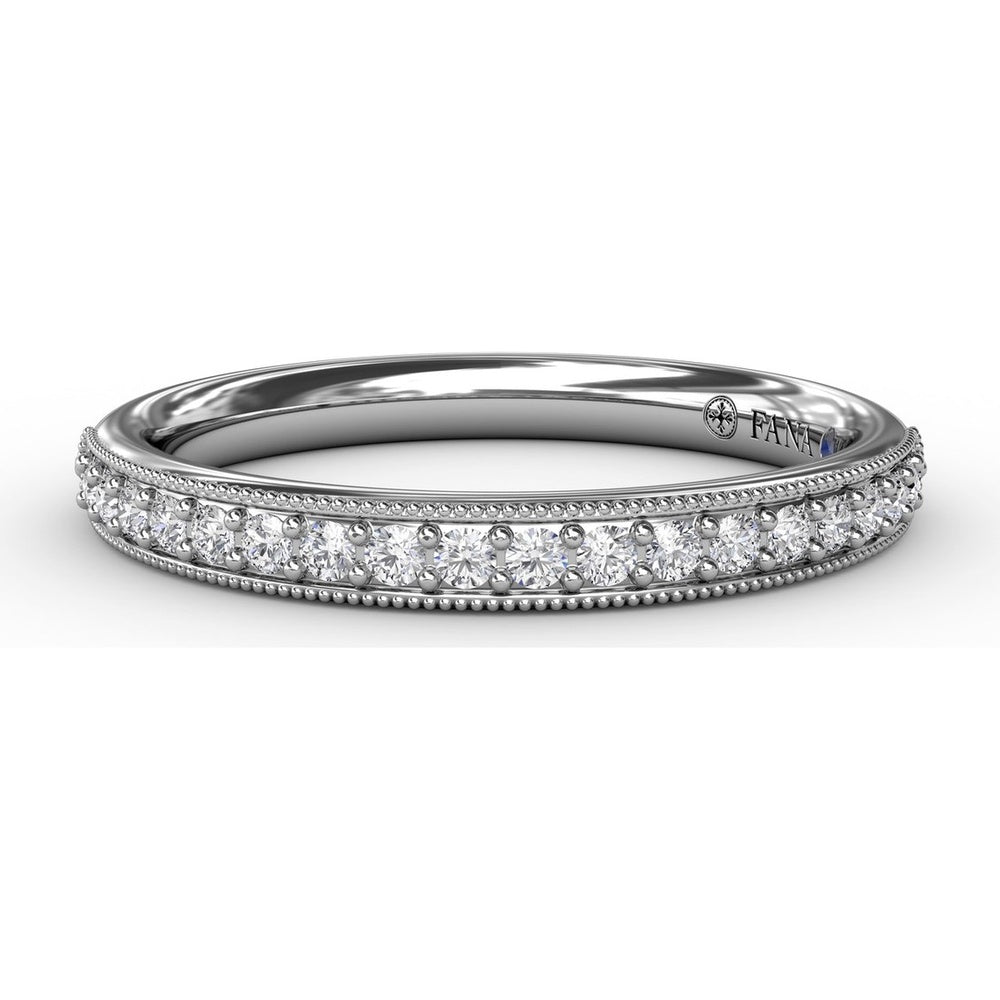 Diamond Wedding Band with Milgrain Edges and Pavé Set Round Diamonds by Fana - 0.21 Carat Total Diamond Weight