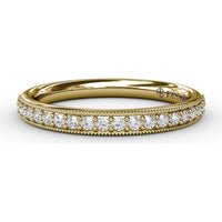Diamond Wedding Band with Milgrain Edges and Pavé Set Round Diamonds by Fana - 0.21 Carat Total Diamond Weight