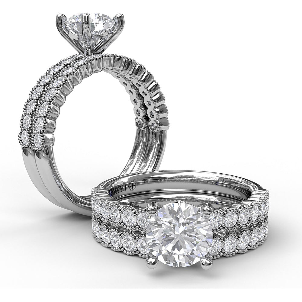 Diamond Wedding Band with Milgrain-Framed Round Diamonds by Fana - 0.34 Carat Total Diamond Weight
