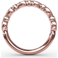 Diamond Wedding Band with Milgrain Marquise and Round Motif by Fana - 0.19 Carat Total Diamond Weight