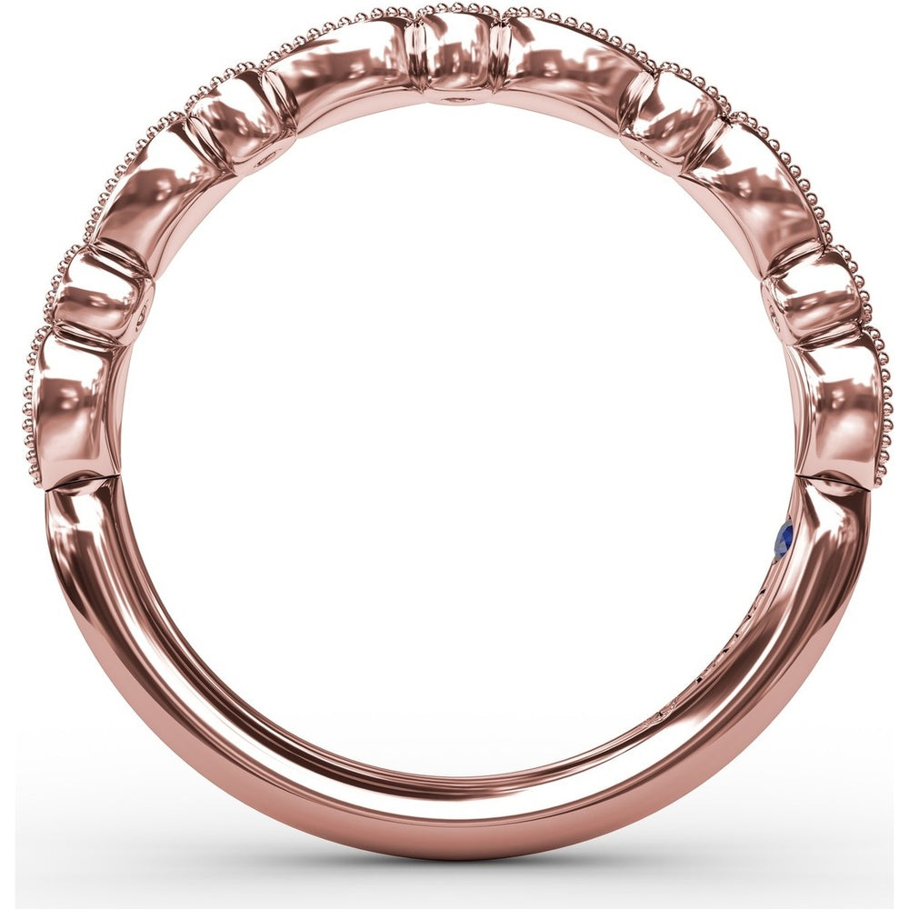 Diamond Wedding Band with Milgrain Marquise and Round Motif by Fana - 0.19 Carat Total Diamond Weight