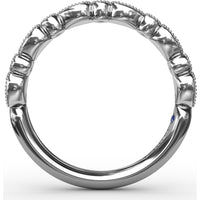 Diamond Wedding Band with Milgrain Marquise and Round Motif by Fana - 0.19 Carat Total Diamond Weight