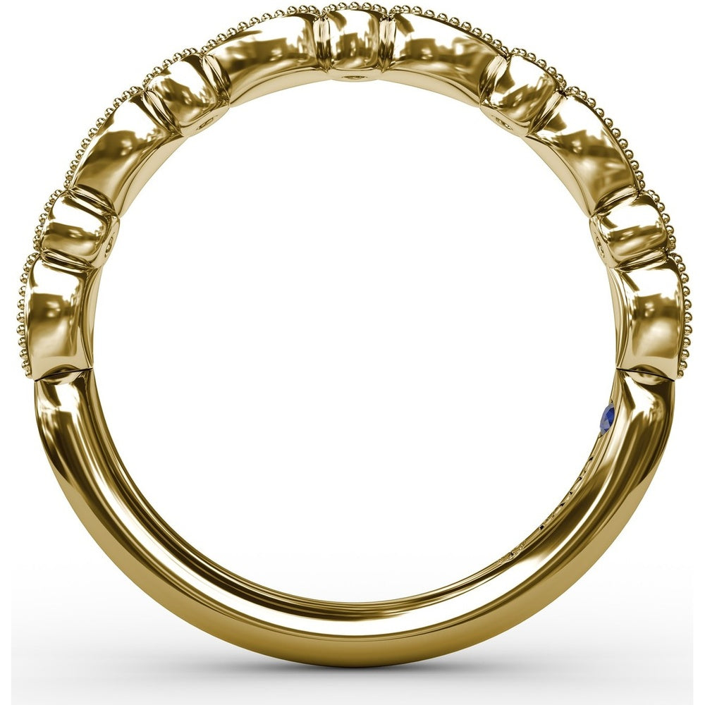 Diamond Wedding Band with Milgrain Marquise and Round Motif by Fana - 0.19 Carat Total Diamond Weight