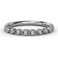 Diamond Wedding Band with Milgrain Marquise Motifs by Fana - 0.08 Carat Total Diamond Weight