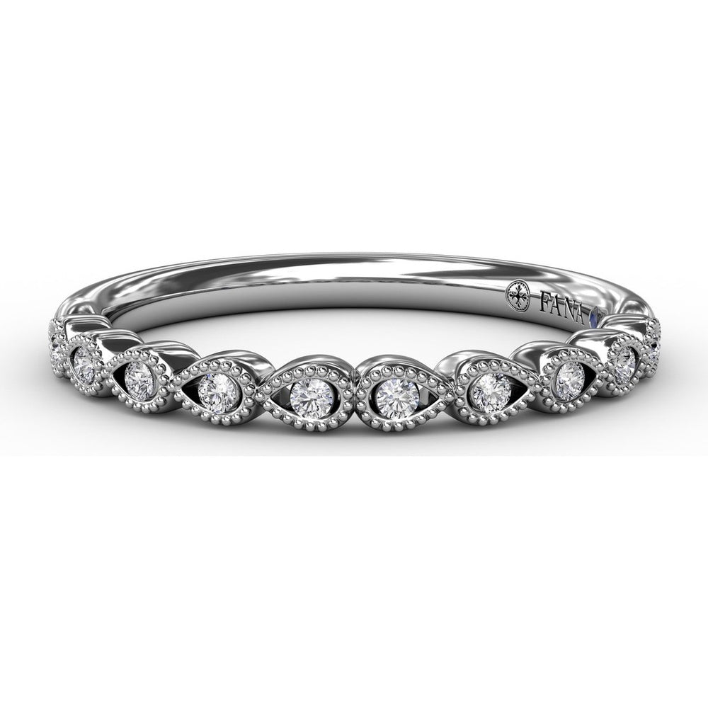 Diamond Wedding Band with Milgrain Marquise Motifs by Fana - 0.08 Carat Total Diamond Weight