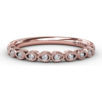 Diamond Wedding Band with Milgrain Marquise Motifs by Fana - 0.08 Carat Total Diamond Weight