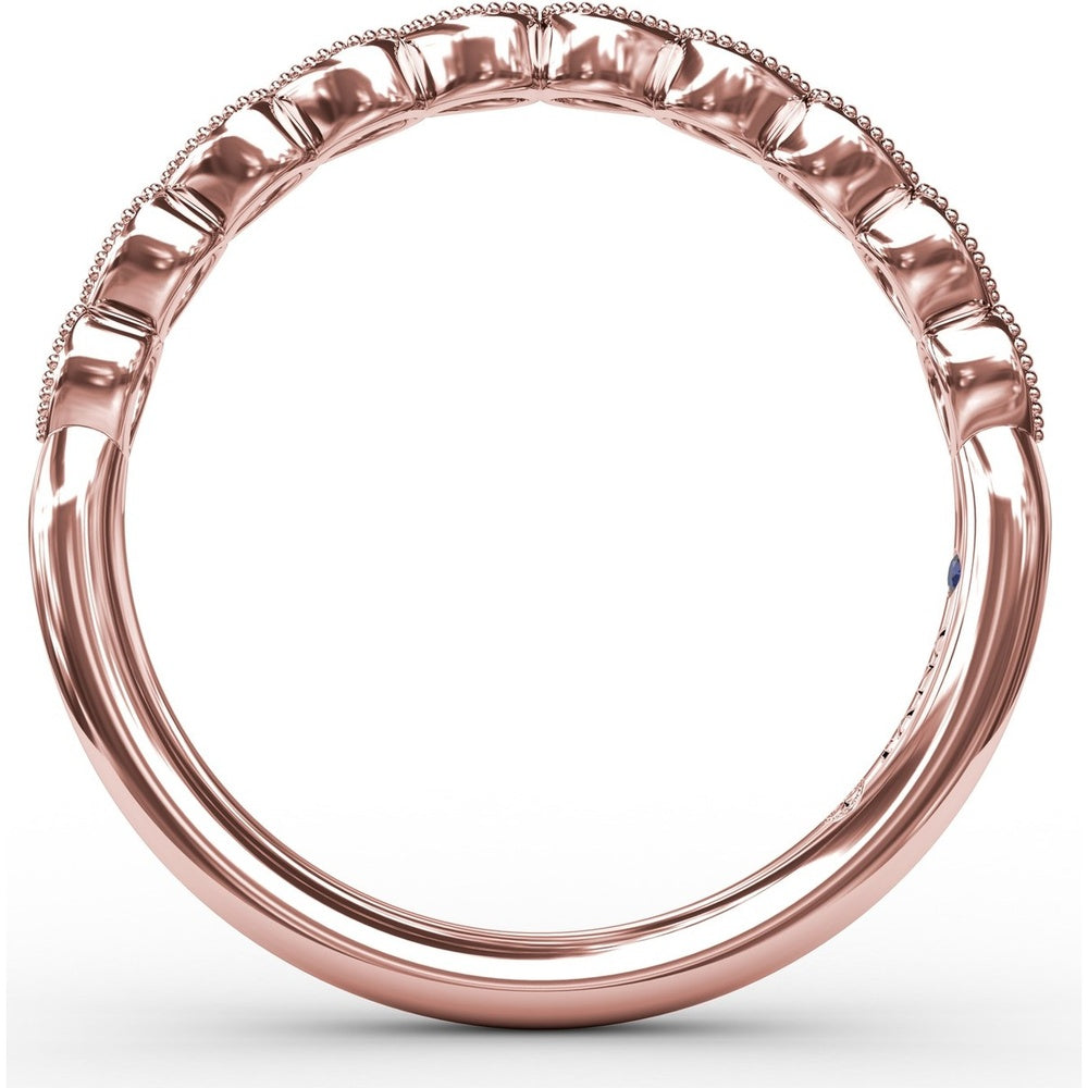 Diamond Wedding Band with Milgrain Marquise Motifs by Fana - 0.08 Carat Total Diamond Weight
