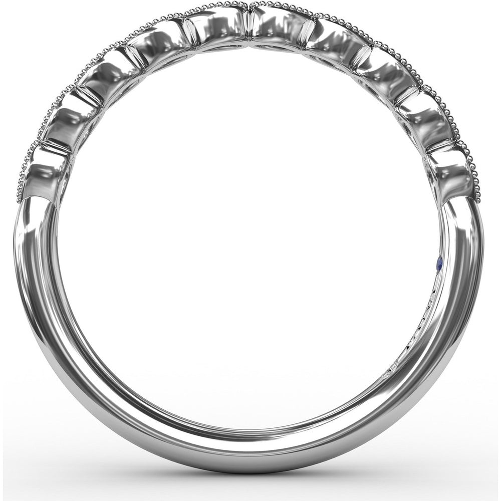 Diamond Wedding Band with Milgrain Marquise Motifs by Fana - 0.08 Carat Total Diamond Weight