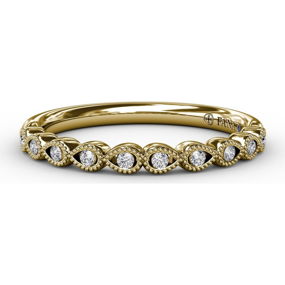 Diamond Wedding Band with Milgrain Marquise Motifs by Fana - 0.08 Carat Total Diamond Weight