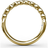 Diamond Wedding Band with Milgrain Marquise Motifs by Fana - 0.08 Carat Total Diamond Weight