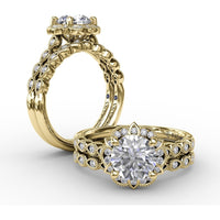Diamond Wedding Band with Milgrain Marquise Motifs by Fana - 0.08 Carat Total Diamond Weight