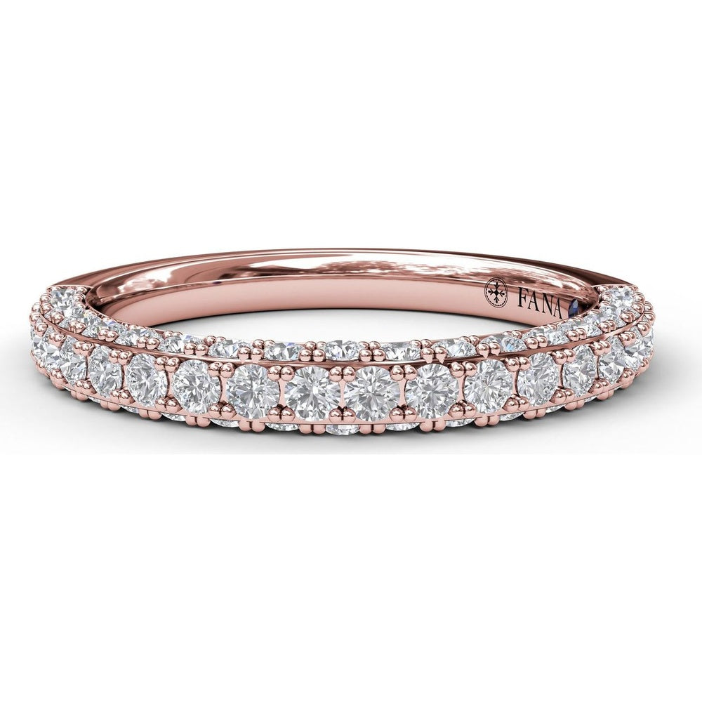 Diamond Wedding Band with Pavé and Milgrain Details by Fana - 0.93 Carat Total Diamond Weight