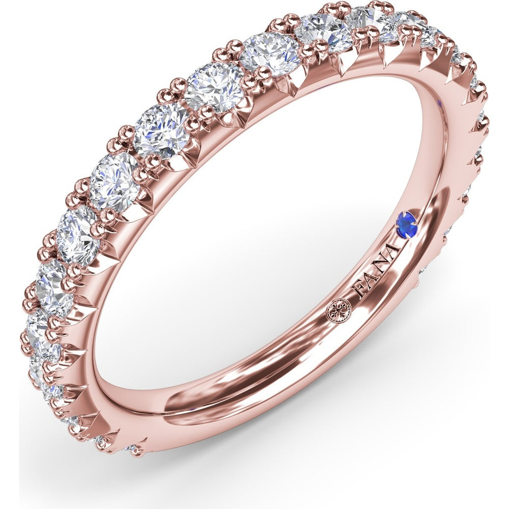 Diamond Wedding Band with Pavé-Set Round Brilliant Diamonds by Fana - 0.89 Carat Total Diamond Weight