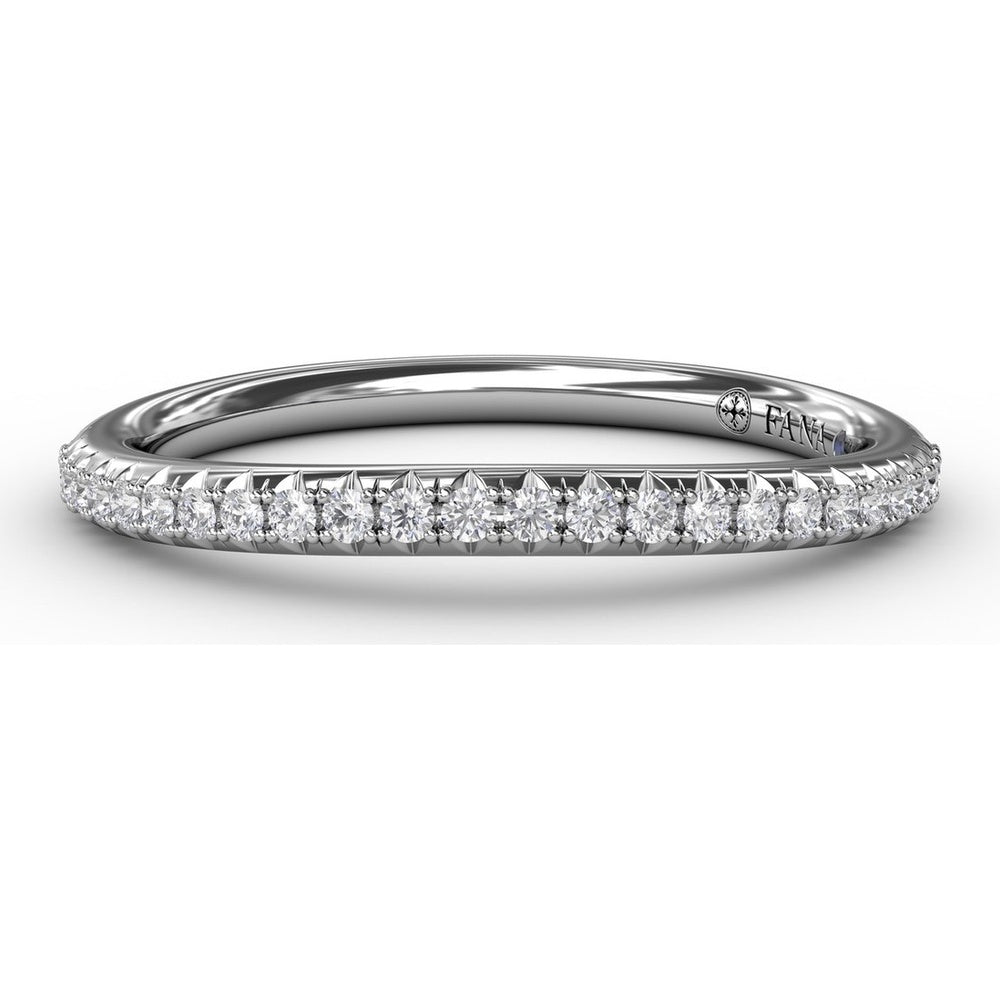 Diamond Wedding Band with Pavé Set Round Diamonds by Fana - 0.18 Carat Total Diamond Weight