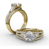 Diamond Wedding Band with Pavé Set Round Diamonds by Fana - 0.18 Carat Total Diamond Weight