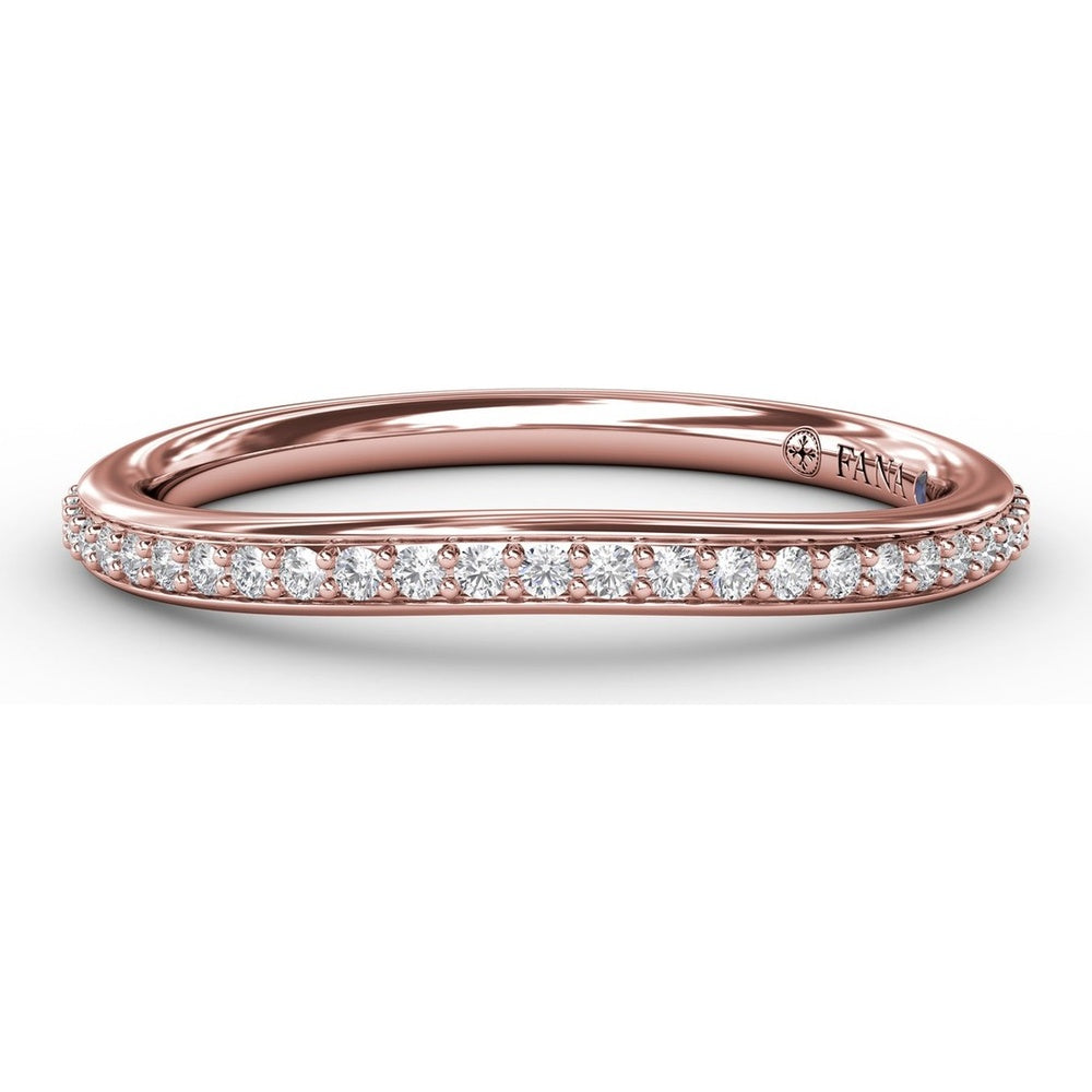 Diamond Wedding Band with Pavé Set Round Diamonds by Fana - 0.18 Carat Total Diamond Weight