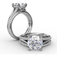 Diamond Wedding Band with Pavé Set Round Diamonds by Fana - 0.18 Carat Total Diamond Weight