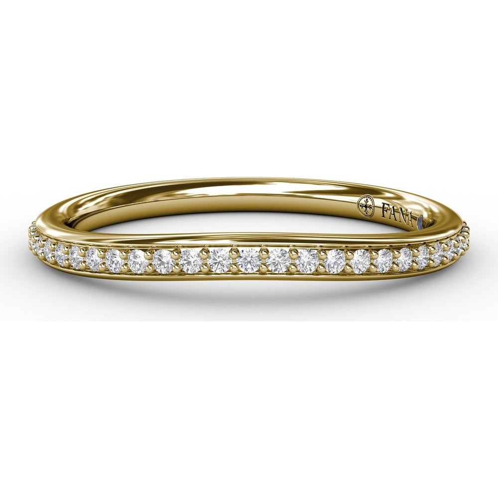 Diamond Wedding Band with Pavé Set Round Diamonds by Fana - 0.18 Carat Total Diamond Weight