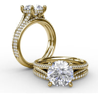 Diamond Wedding Band with Pavé Set Round Diamonds by Fana - 0.18 Carat Total Diamond Weight