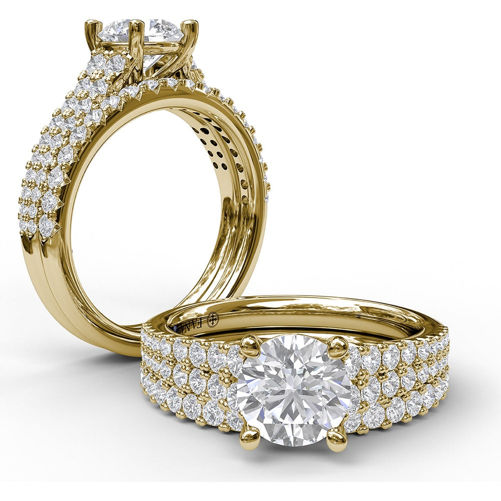Diamond Wedding Band with Pavé Set Round Diamonds by Fana - 0.34 Carat Total Diamond Weight