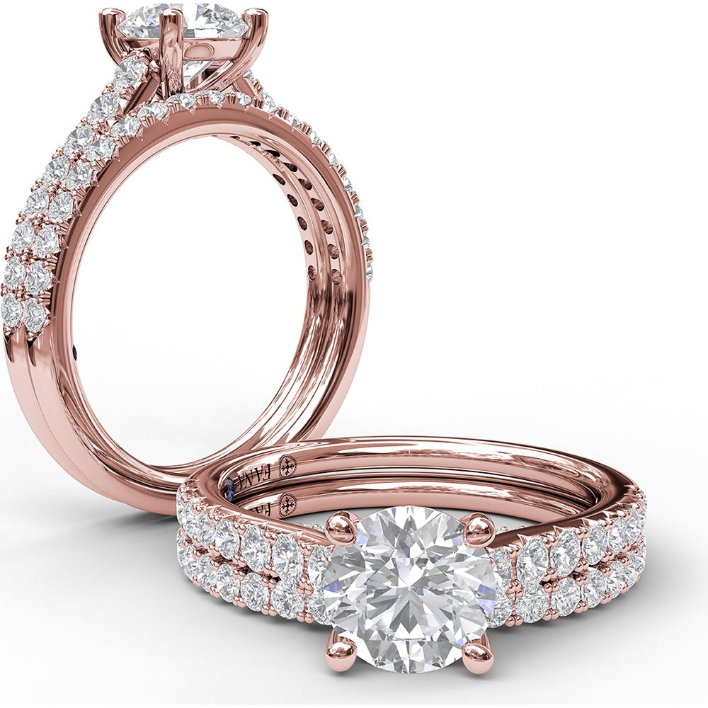 Diamond Wedding Band with Pavé Set Round Diamonds by Fana - 0.34 Carat Total Diamond Weight