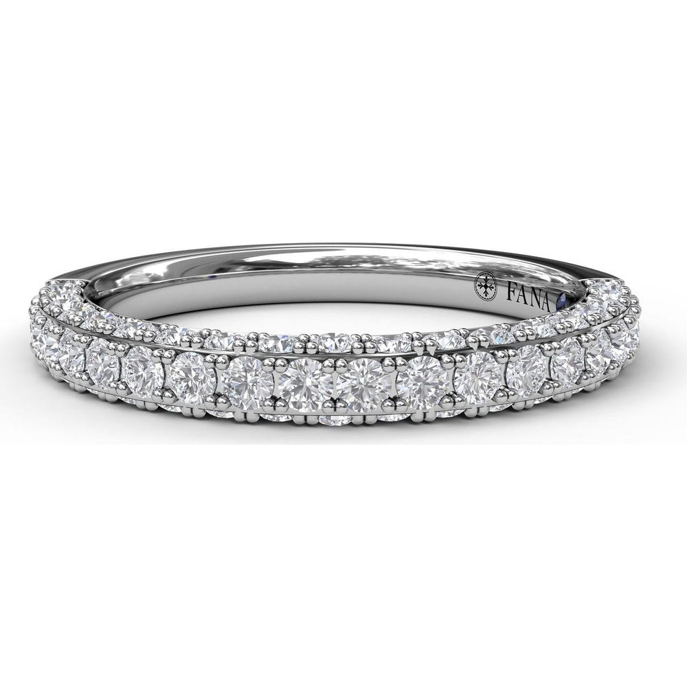 Diamond Wedding Band with Round Brilliant Stones and Milgrain Pavé Details by Fana - 0.93 Carat Total Diamond Weight