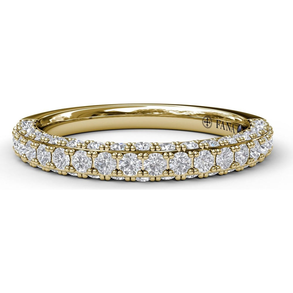 Diamond Wedding Band with Round Brilliant Stones and Milgrain Pavé Details by Fana - 0.93 Carat Total Diamond Weight