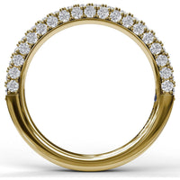 Diamond Wedding Band with Round Brilliant Stones and Milgrain Pavé Details by Fana - 0.93 Carat Total Diamond Weight