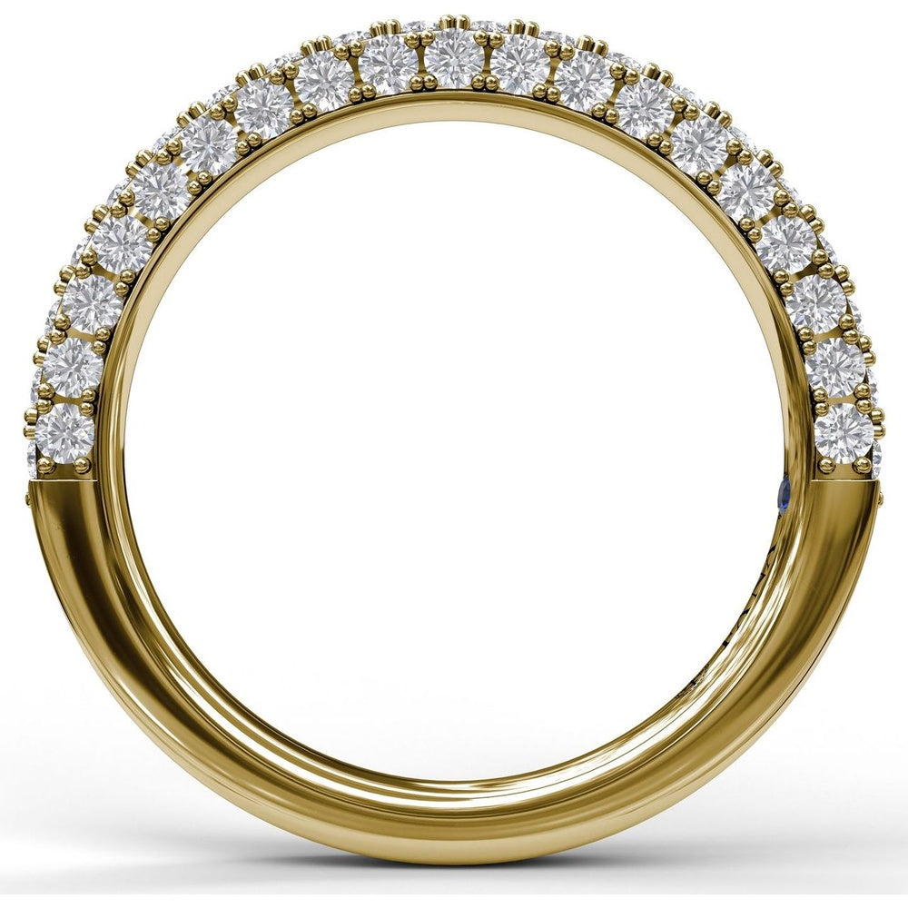Diamond Wedding Band with Round Brilliant Stones and Milgrain Pavé Details by Fana - 0.93 Carat Total Diamond Weight