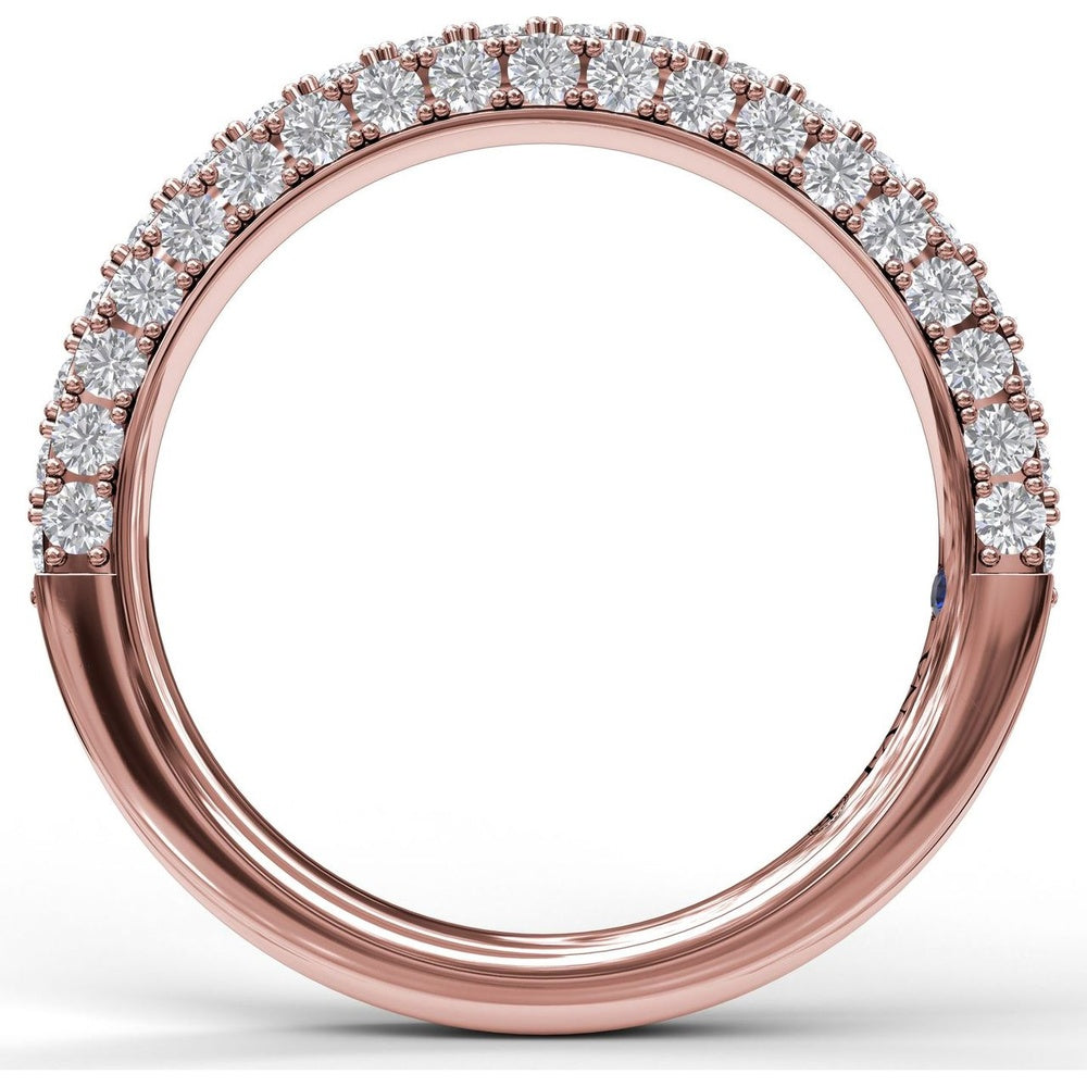 Diamond Wedding Band with Round Brilliant Stones and Milgrain Pavé Details by Fana - 0.93 Carat Total Diamond Weight