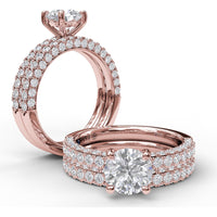 Diamond Wedding Band with Round Brilliant Stones and Milgrain Pavé Details by Fana - 0.93 Carat Total Diamond Weight
