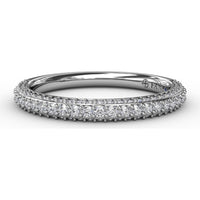 Diamond Wedding Band with Round Pavé and Prong-Set Diamonds by Fana - 0.50 Carat Total Diamond Weight