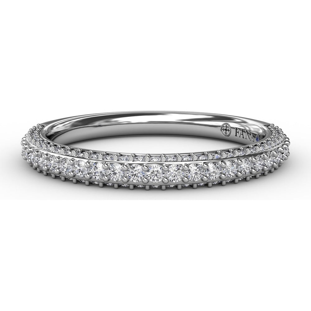 Diamond Wedding Band with Round Pavé and Prong-Set Diamonds by Fana - 0.50 Carat Total Diamond Weight