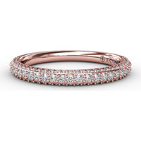 Diamond Wedding Band with Round Pavé and Prong-Set Diamonds by Fana - 0.50 Carat Total Diamond Weight