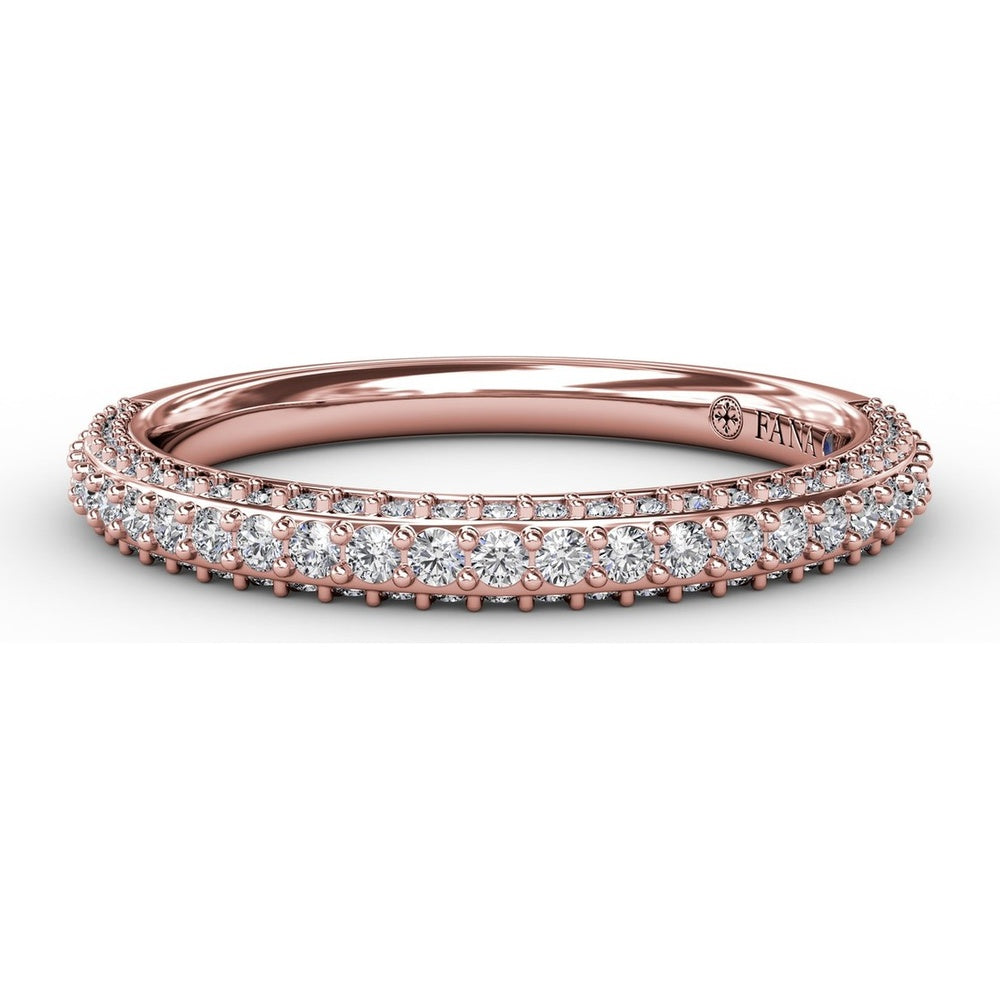 Diamond Wedding Band with Round Pavé and Prong-Set Diamonds by Fana - 0.50 Carat Total Diamond Weight