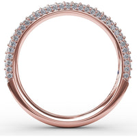 Diamond Wedding Band with Round Pavé and Prong-Set Diamonds by Fana - 0.50 Carat Total Diamond Weight