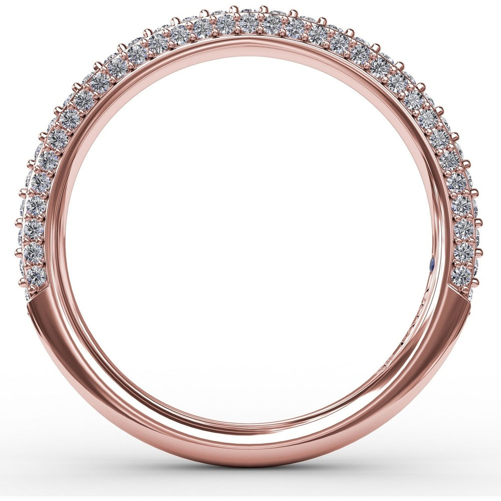 Diamond Wedding Band with Round Pavé and Prong-Set Diamonds by Fana - 0.50 Carat Total Diamond Weight