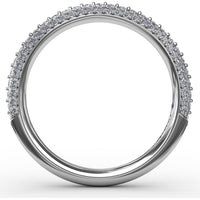 Diamond Wedding Band with Round Pavé and Prong-Set Diamonds by Fana - 0.50 Carat Total Diamond Weight