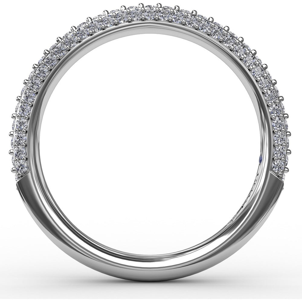Diamond Wedding Band with Round Pavé and Prong-Set Diamonds by Fana - 0.50 Carat Total Diamond Weight